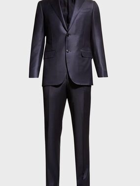 Ermenegildo Zegna Trofeo Milano Tic Tac Weave Suit Navy Blue 56R Or 46R US